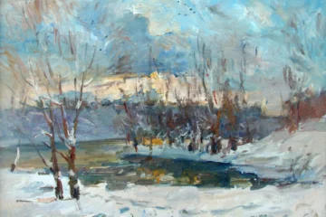Зимовий вечір полотно олія 60х80